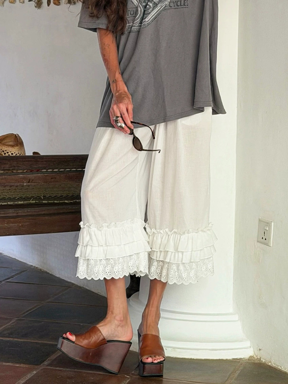 ZARA Cotton Capri Pants Women Slim Fit Fashion Office Versatile